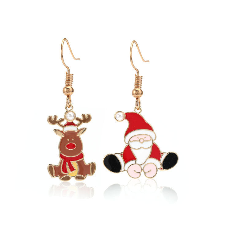 Wholesale Diamond Bell Snowflake Christmas Tree Earrings